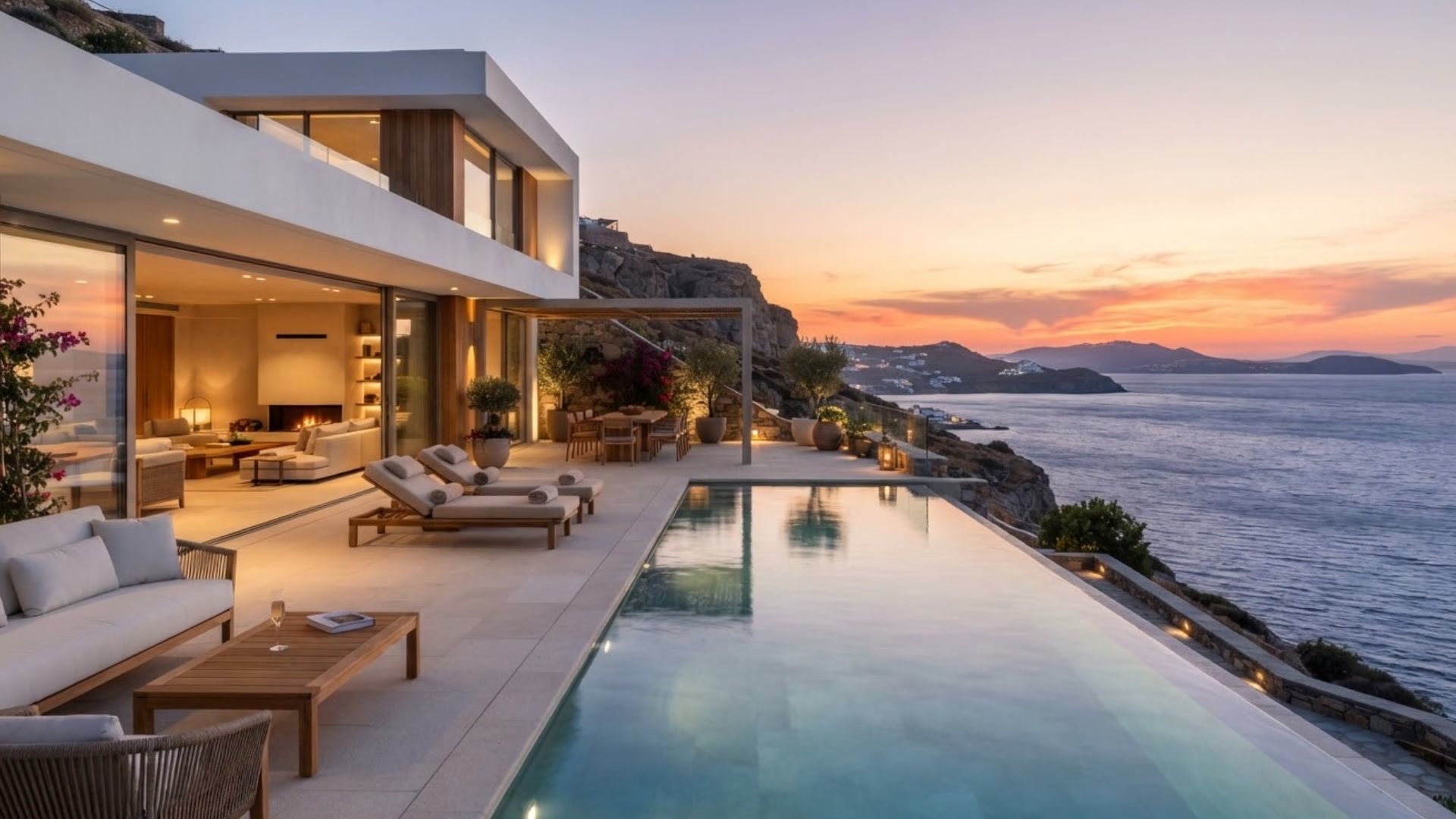 Astatura villa at sunset
